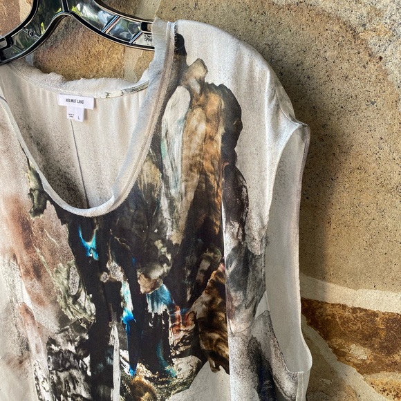 Women’s Helmut Lang Carrion abstract print sheer silk top - Picture 4 of 10